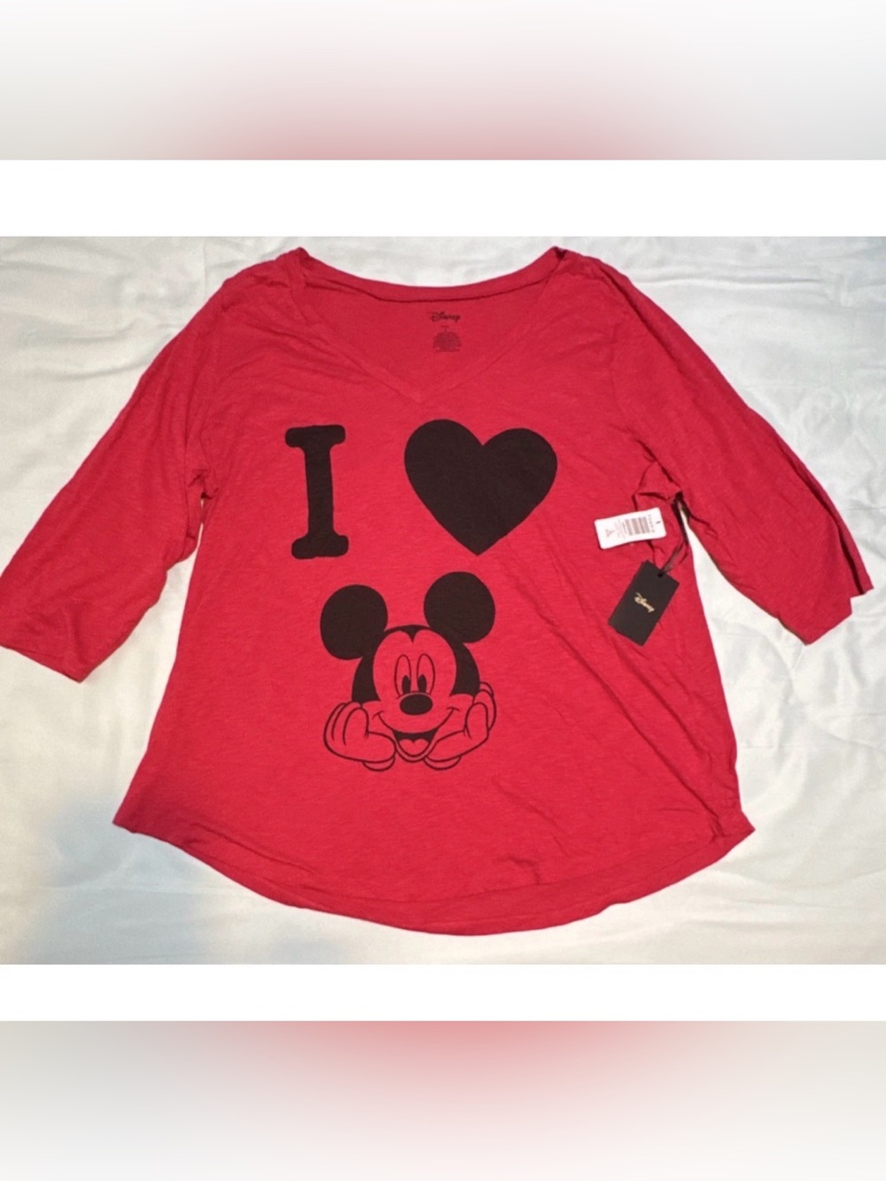Disney Torrid Mickey Mouse Graphic Raglan T-Shirt 3X Plus Red Cotton Modal